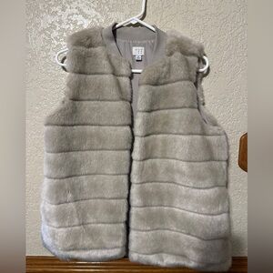 A New Day Beige Neutral Faux Fur Open Vest M